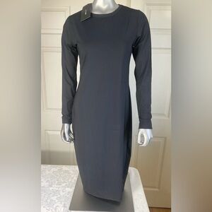 ZARA Women's Basic Poly Blend Black 3/4 Sleeve Crew Neck Dress Size Large